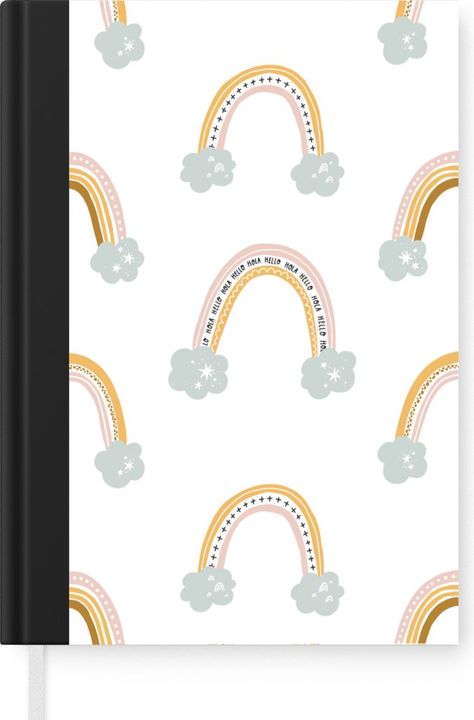 MuchoWow Notizbuch Tagebuch Haushaltsbuch Notebook A5 Mädchen - Muster - Regenbogen - Notizblock - Notizheft - Notebook - Schreibblock - Papier