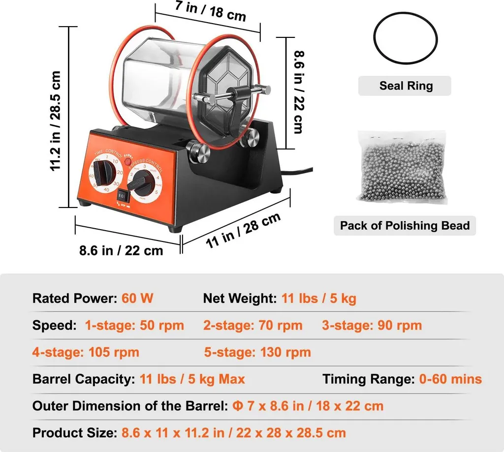 Machine à polir rotative 5kg pour restaurer bijoux et métaux ternes
