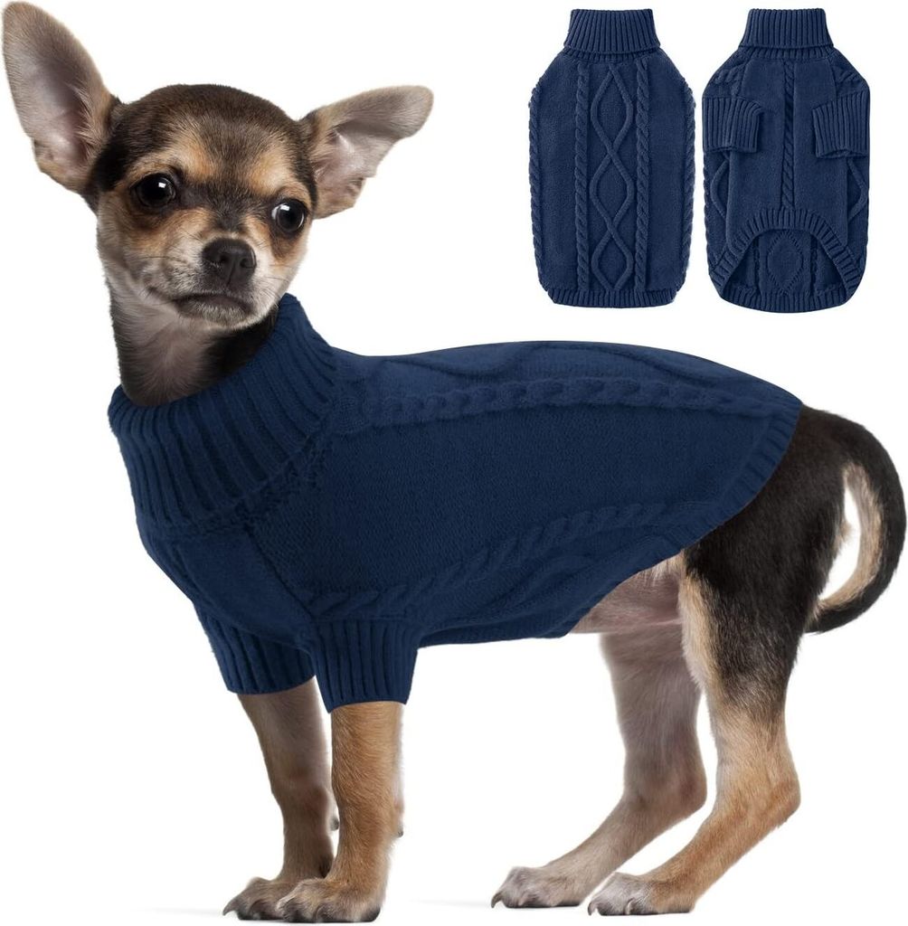 Chihuahua-Kleidung für den Winter, warmer Hundepullover, Welpenkleidung, klassischer Rollkragen-Fleecemantel für große Hunde, süße Haustier-Ou...