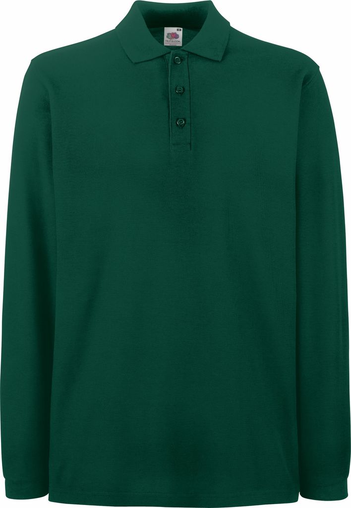 Fruit Of The Loom Premium Herren Polo-Shirt, Langarm BC1383 (3XL) (Tannengrün)