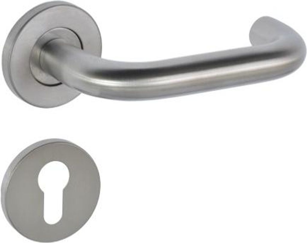 HAFELE Startec PDH 4170 Türdrücker Klasse 4 mit WB-Schild, Rundrosette, 8 mm Vierkant, Edelstahl (Brandschutzzertifikat) (Garnitur)