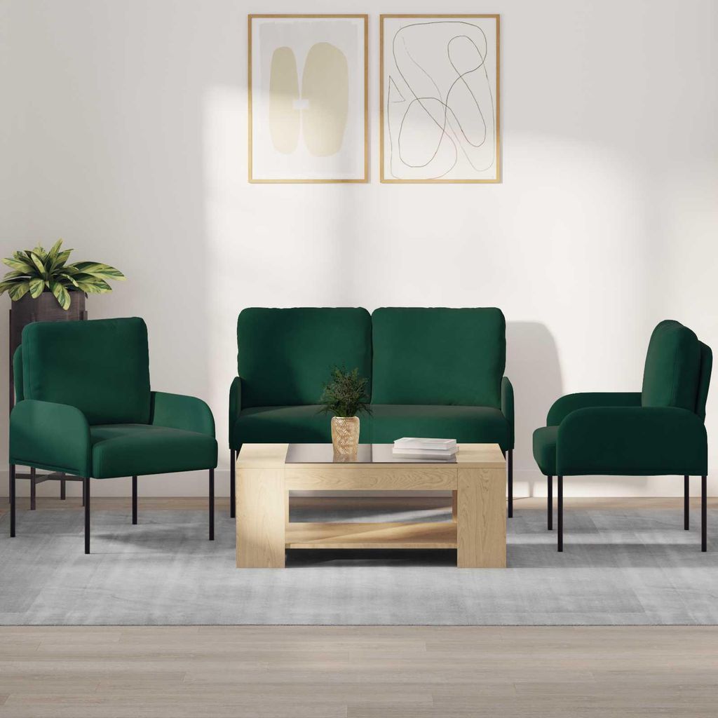 "im Sonderangebot"Sofagarnituren Moderne design - CLORIS - Gartenlounge-Set - 3 pcs Dunkelgrün 115x56x80 cm Sperrholz - Klassische Sofas Promotion...