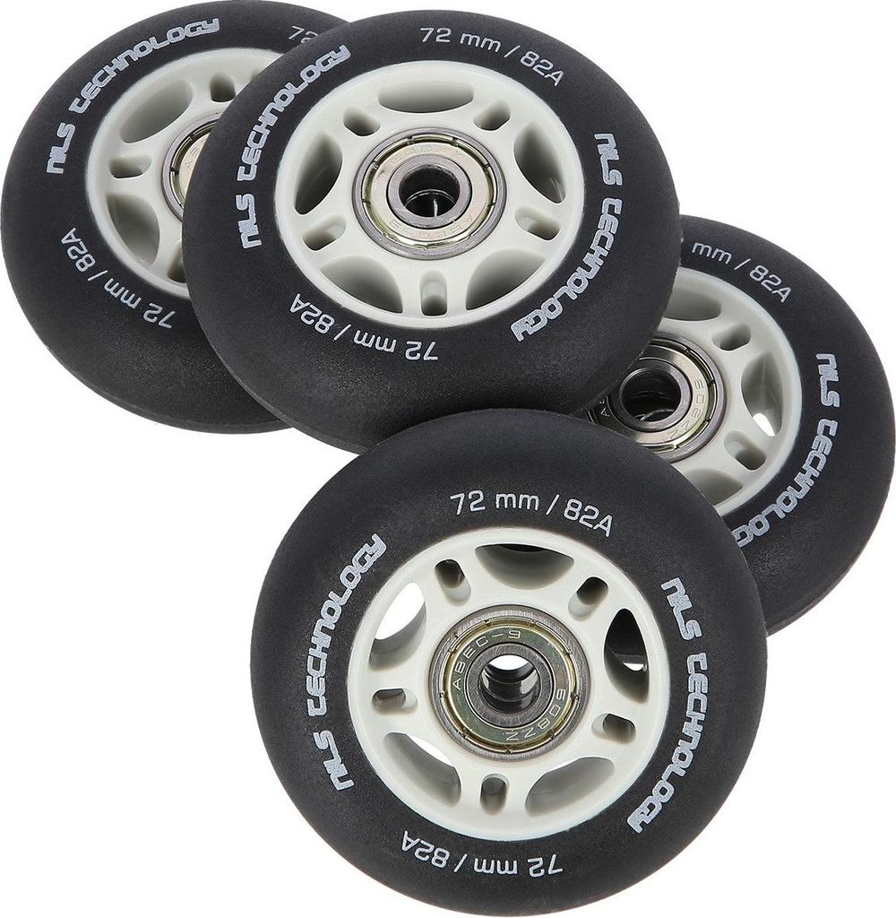 PU 72x24 82A Schwarze Skateboard-Räder & ABEC-9-Kugellager-Set