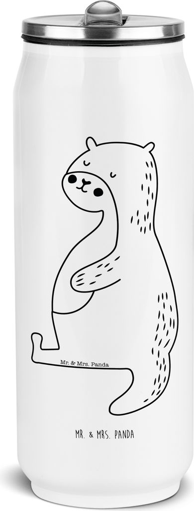 Mr. & Mrs. Panda Trinkflasche Otter Bauch - Weiß - Geschenk, voll Gefuttert, sport, Essen. Foodlover, Thermoflasche, Wasserflasche, Seeotter See, ...