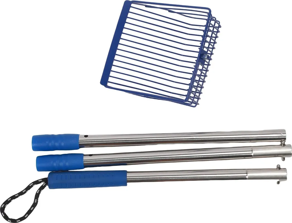 Pelle à litière pour chat en métal à long manche bleu amovible 3 sections