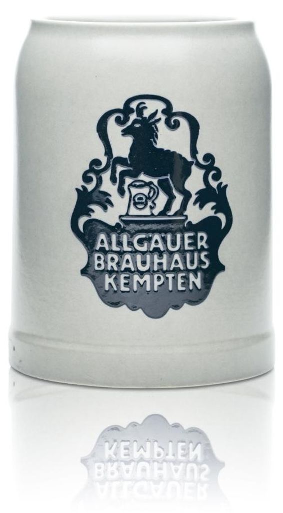 Allgäuer Brauhaus Kempten Bier Glas 0,5l Krug Ton Henkel Produktbild 
