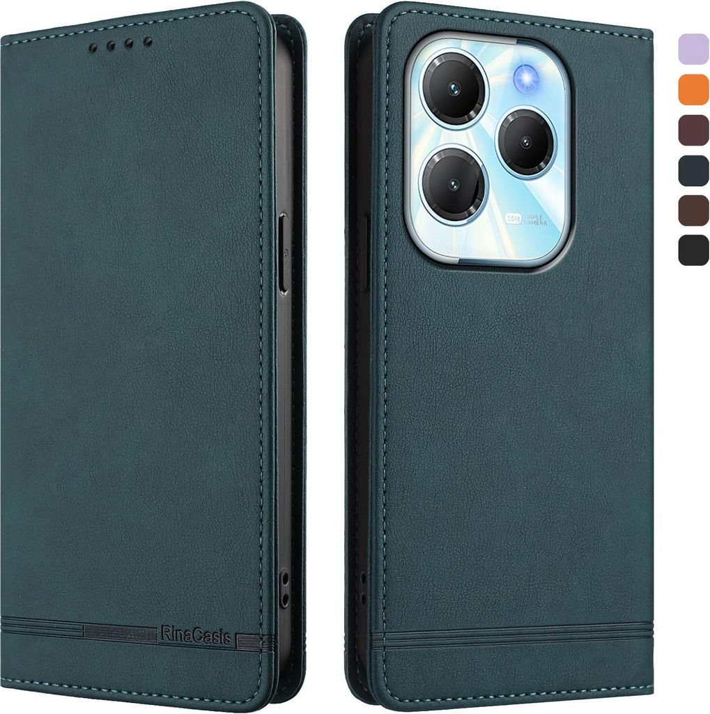 Hülle für Infinix Hot 40/Hot 40 Pro/Tecno Spark 20 Pro 4G, Retro Kunstleder Ständer Klapphülle mit Kartenfächer und Magnetische Grün