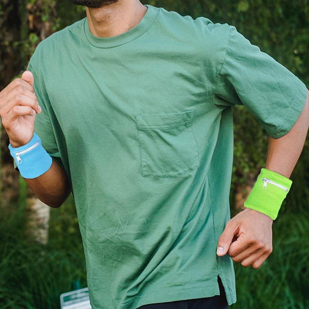 Sportpolstas mit Reißverschluss und Schweißband für Herren und Damen - Set von 4 Stück für Joggen, Wandern, Radfahren, Laufen und Yoga