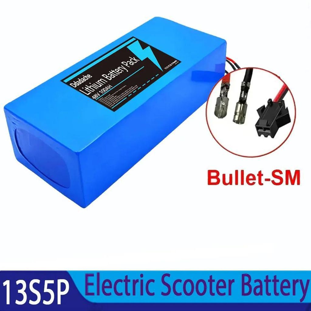 18650 Akku Pack - 13S5P 48V Li-Ion Batterie - 10000mAh - Für 500–1000W E-Bike Motor - Wiederaufladbar mit BMS Schutz - Bullet-SM Anschluss