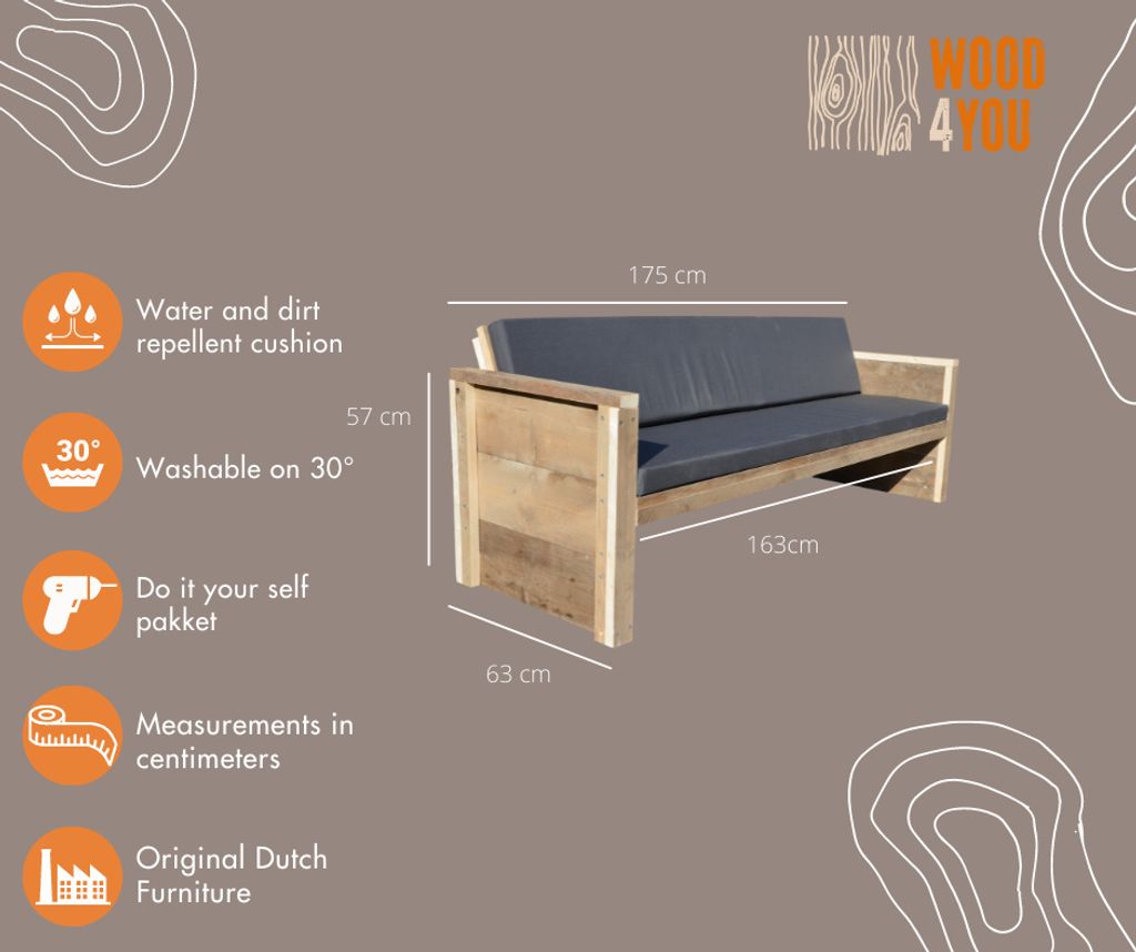 Wood4You Gartenbank Holz "Vlieland" - Wetterfest Massivholz Produktbild 8