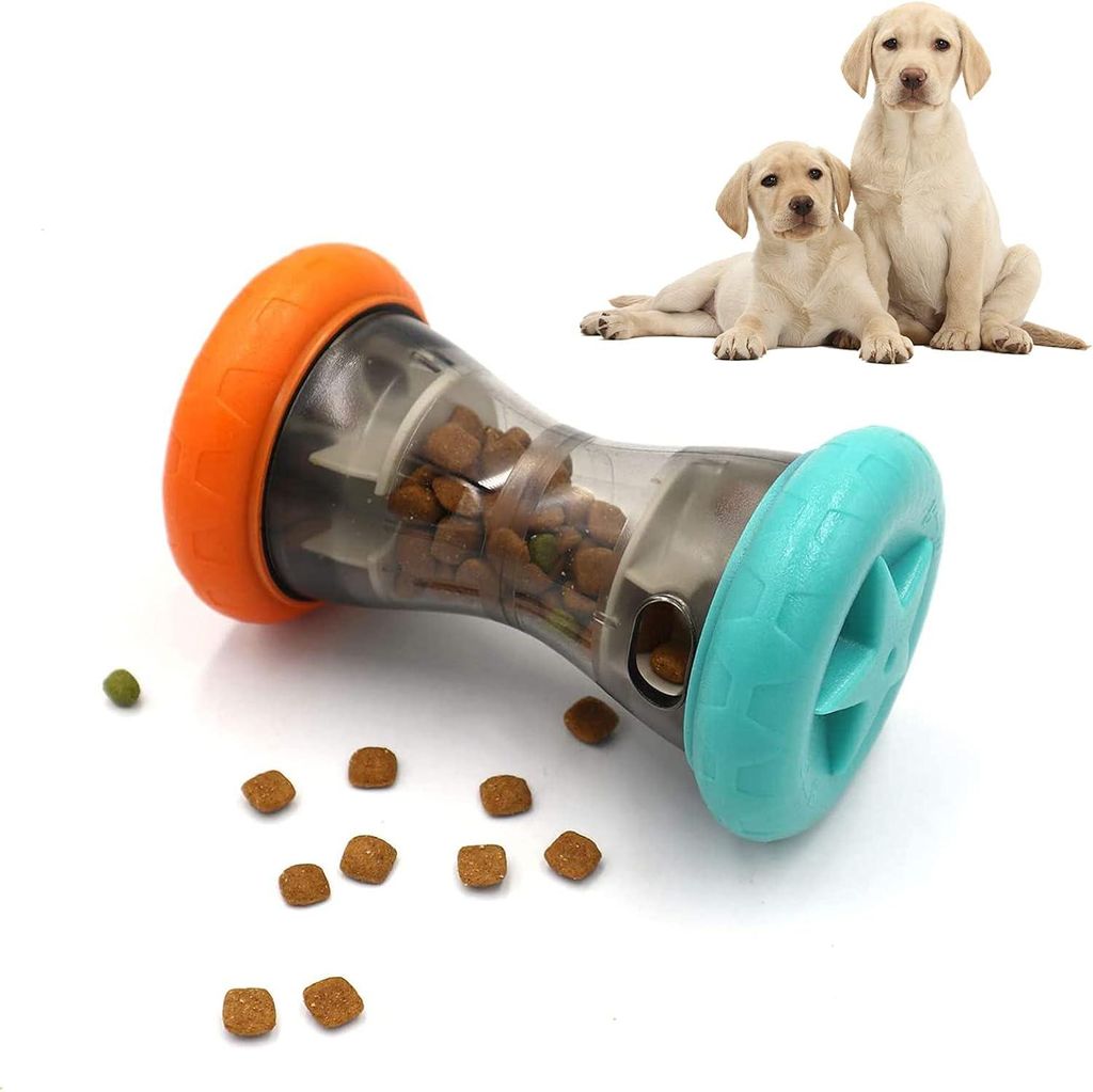 Hundefutter-Auslaufspielzeug, geeignet für kleine Hunde, interaktives Jagdspielzeug, Futterauslaufball, bissfester langsamer Futterautomat, Verbes...