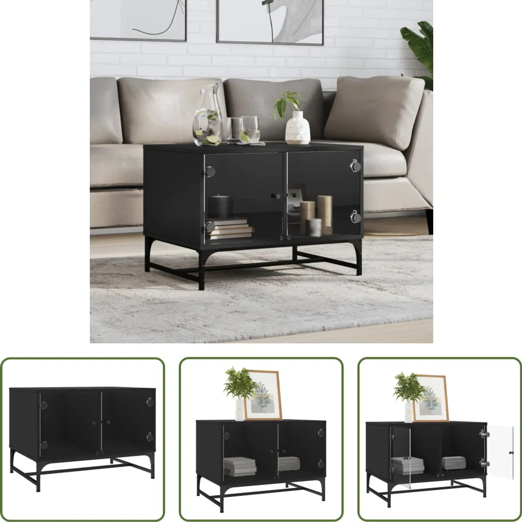 Tavolino Nero Vetro 68,5x50x50 The Living Store | Must-Have Salotto