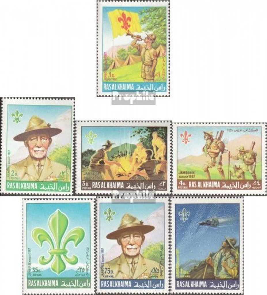 Briefmarken Ras al Chaima 1967 Mi 188A-194A (kompl.Ausg.) postfrisch Weltpfadfindertreffen