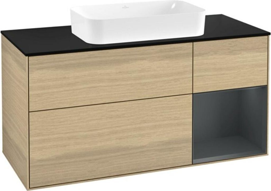 V&B Waschtischunterschrank Wandbeleuchtung Finion 120x60 cm, Reg re md bl. m Lac, Oa ven