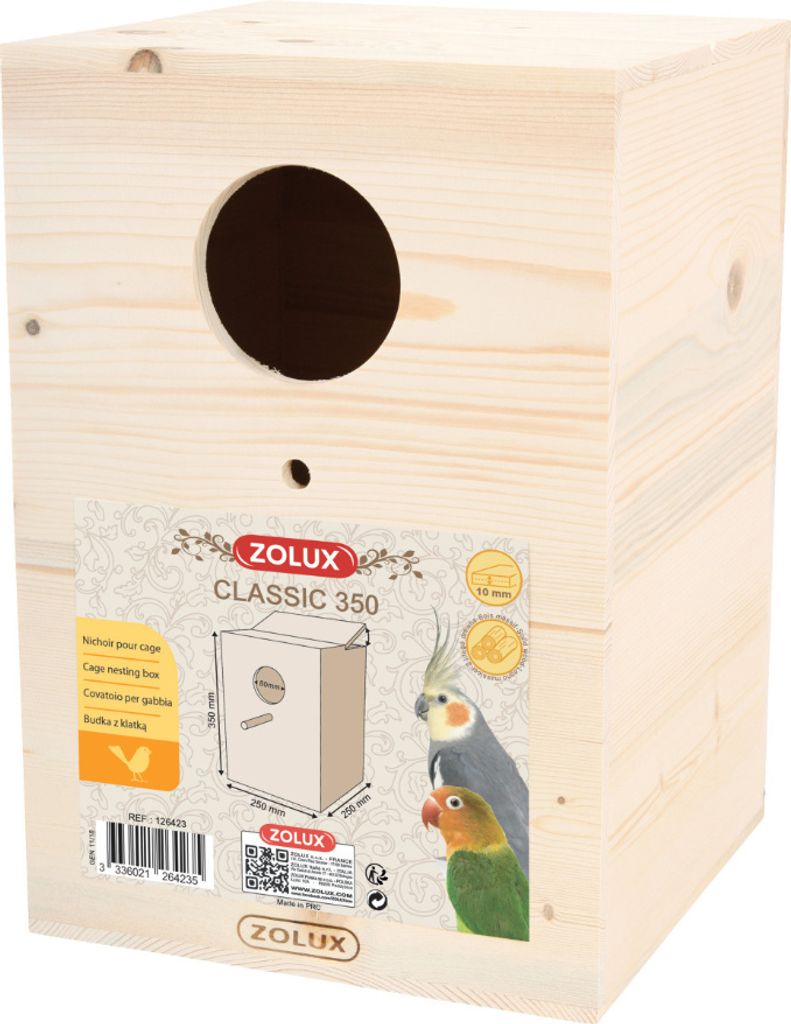 Nistkasten für Käfig aus unbehandeltem Holz