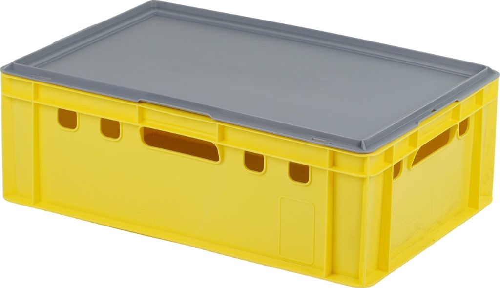 E2 Kisten mit grauem Deckel 600 x 400 x 200 mm Farbe: gelb Produktbild 