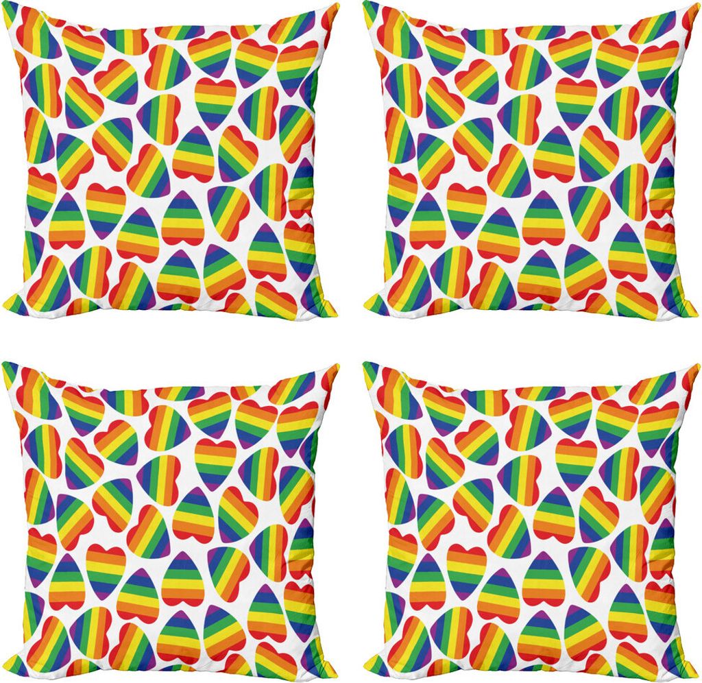 ABAKUHAUS Stolz Kissenbezug Set (4 Stück), Buntes Herz, Moderner Doppelseitiger Digitaldruck, 45 cm x 45 cm, Mehrfarbig