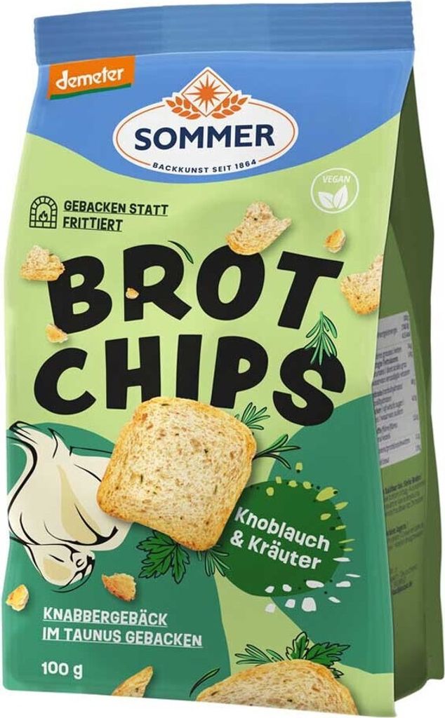 Sommer Demeter Brot Chips Knoblauch & Kruter -- 100g