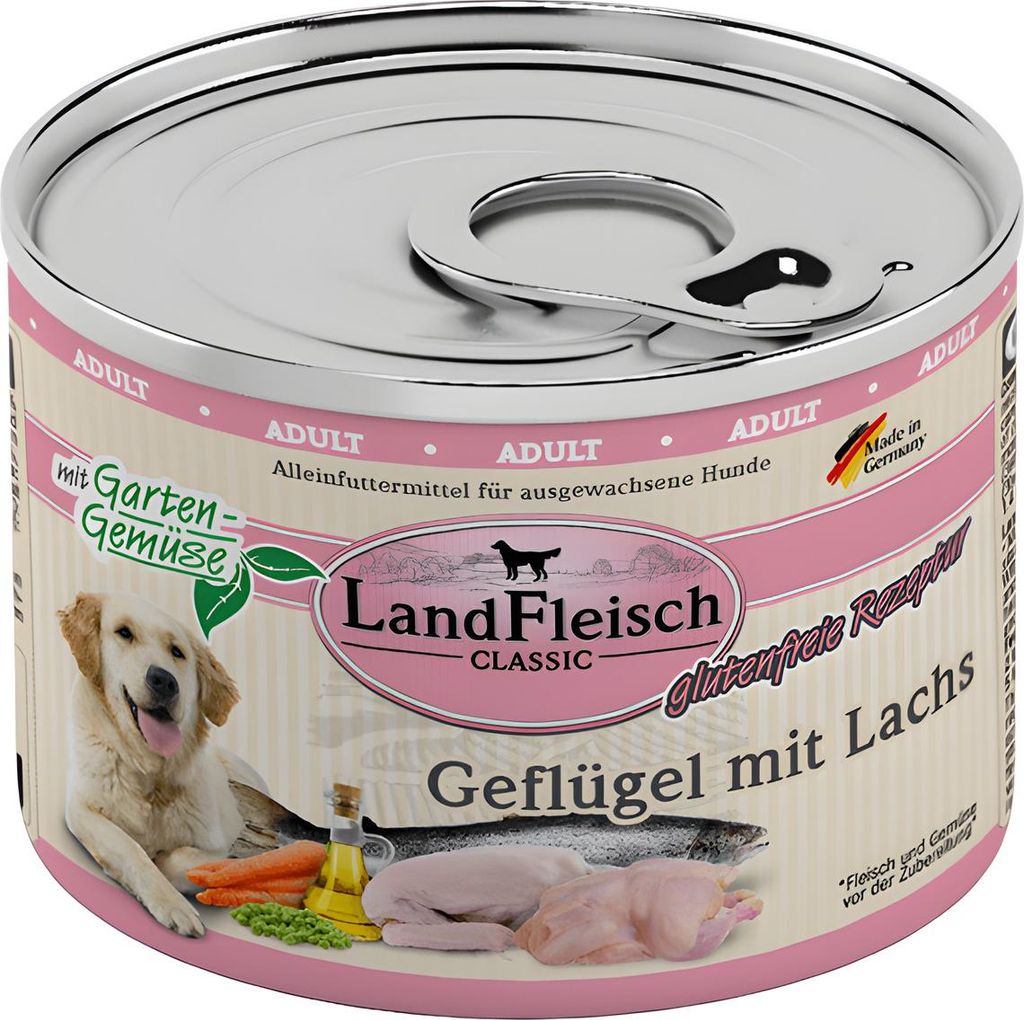Landfleisch Dog Classic Geflügel mit Lachs & Gartengemüse 195g