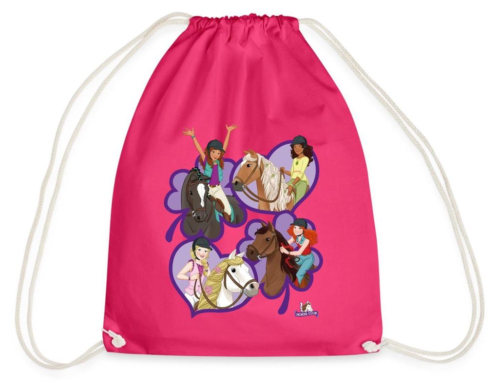 Spreadshirt Schleich Horse Club Sofia Lisa Hannah Sarah Herzen Turnbeutel, One size, Fuchsia