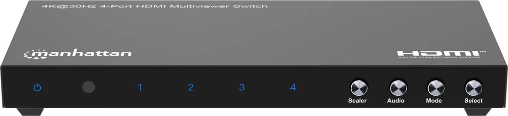 Commutateur HDMI 4 vers 1 Multiviewer 4K Manhattan avec Télécommande IR
