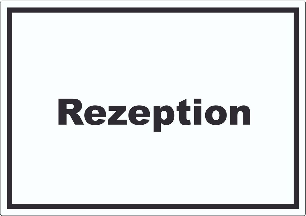 Rezeption Aufkleber mit Text Anmeldung Eingang waagerecht A2 (420x594mm)