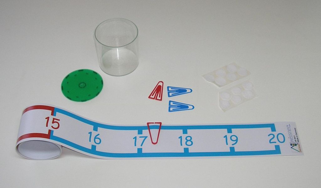 Zahlenstrahl - Rechenband 2m Zahlenskala 1-20 in Dose mit Zubehör