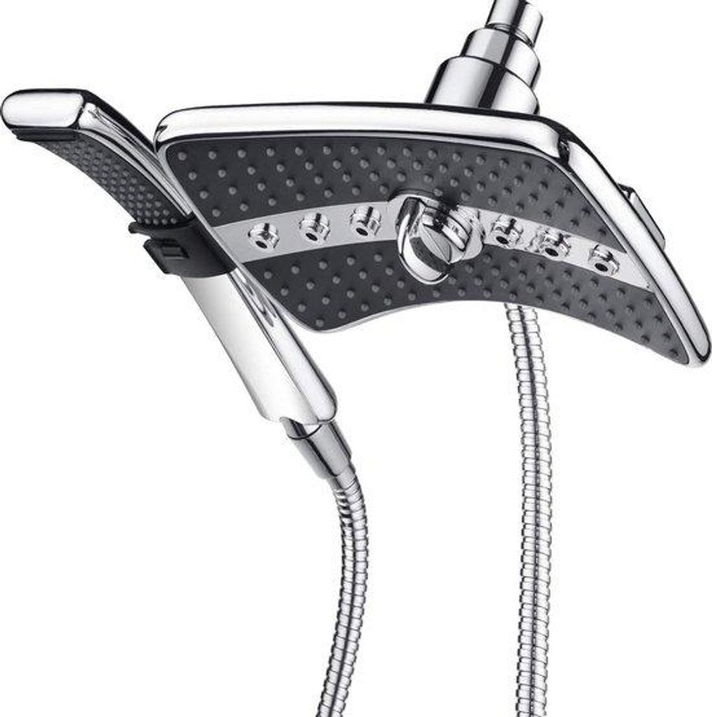 Duschkopf-Kombiset – Handbrause-Regendusch-Kombination – schwarze Oberfläche – 60-Zoll-Duschschlauch – Chrom – Edelstahl