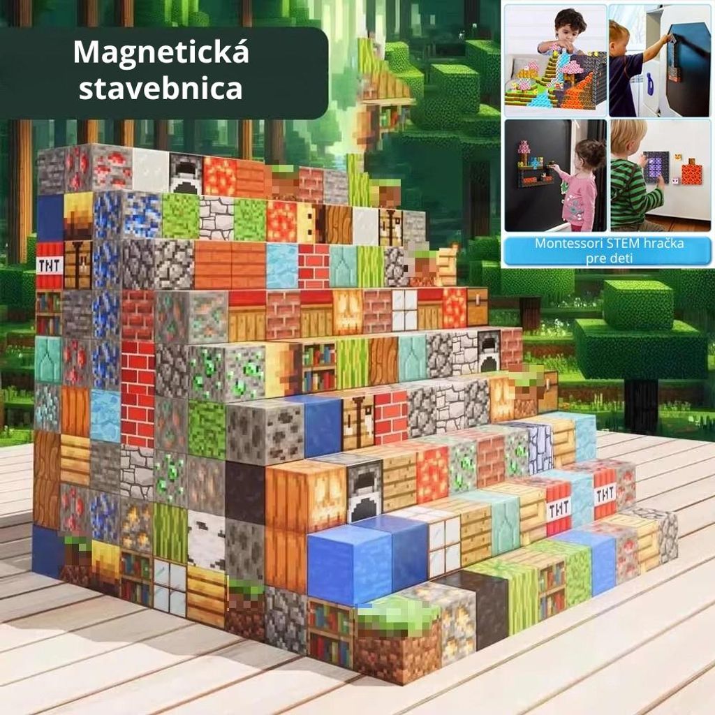 300-dielna sada magnetických stavebných kociek – Montessori Obrázok produktu 