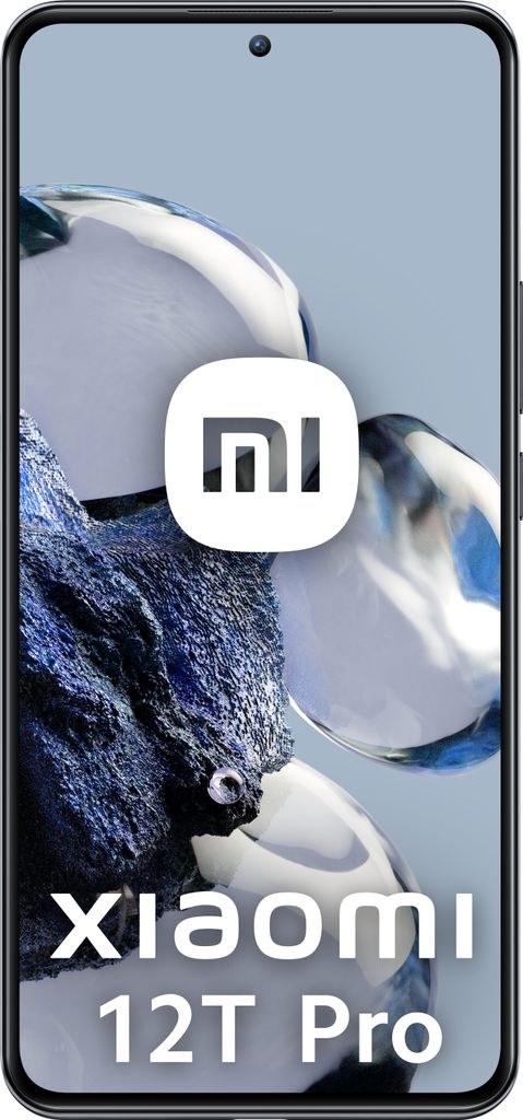 A smartphone with a blue and black design, featuring the Xiaomi logo and product name.