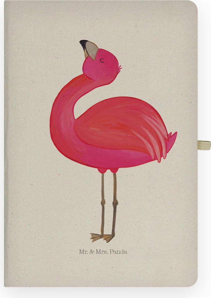 Mr. & Mrs. Panda Skizzenbuch Flamingo Stolz - Transparent - Geschenk, Skizzenheft, notizbuch, Rosa, A4 Kariert, Kladde, Journal, Tagebuch, Mama, To...