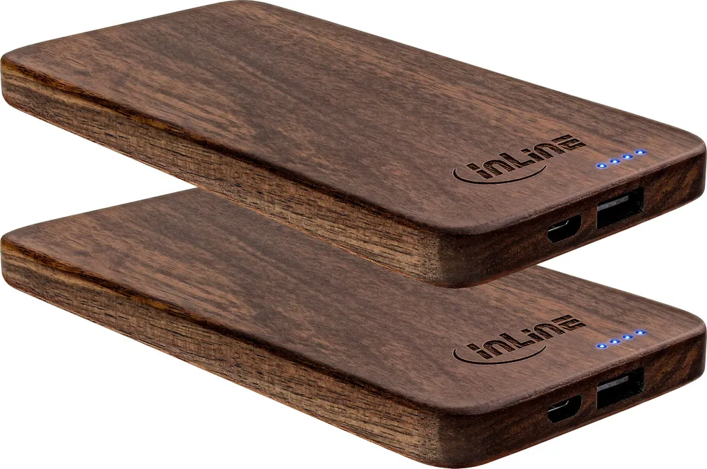 Batterie externe USB 5000mAh bois pour charger votre mobile avec style