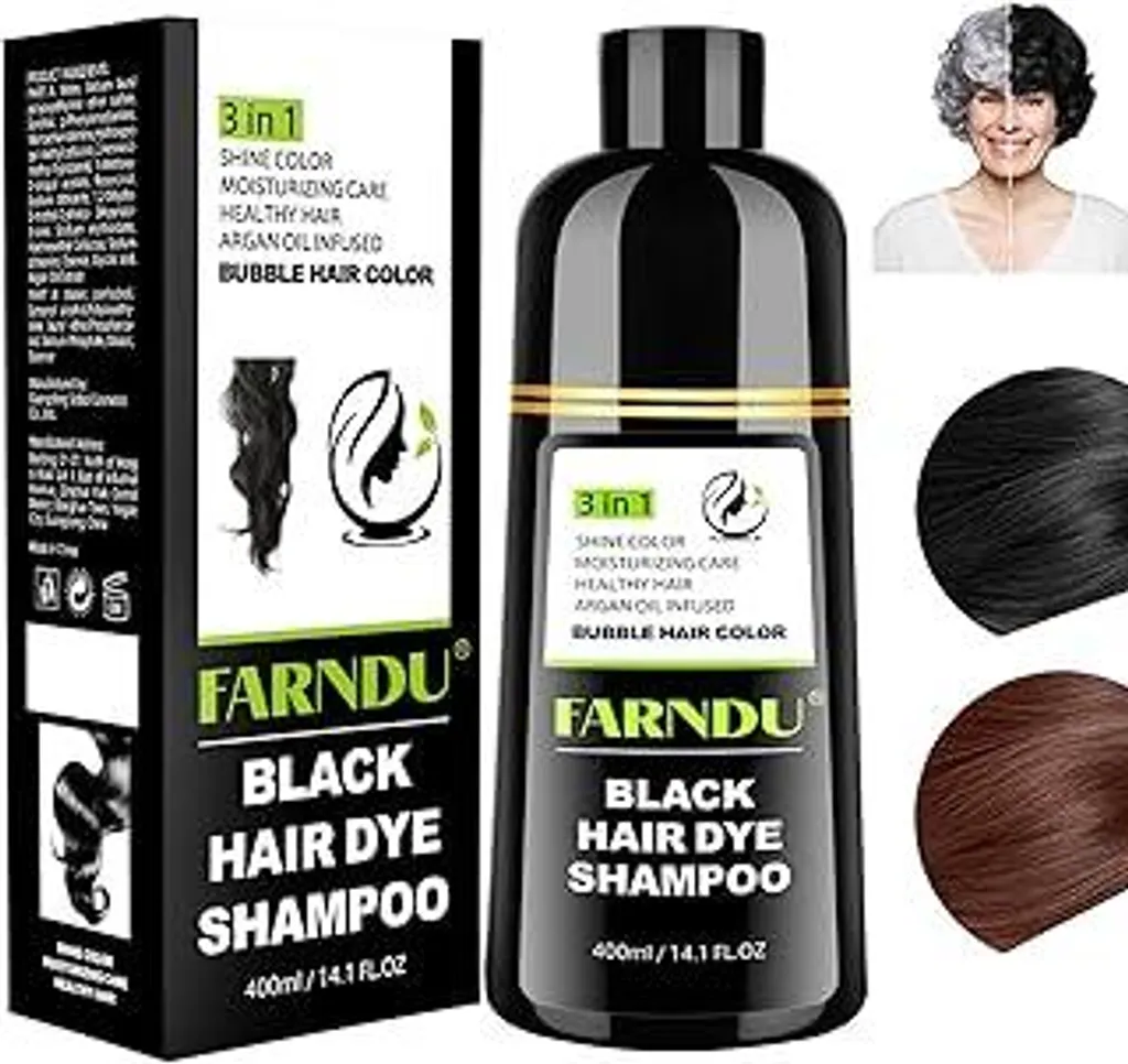 Black Hair Dye Shampoo Istantaneo per Uomini e Donne | Copertura Grigio