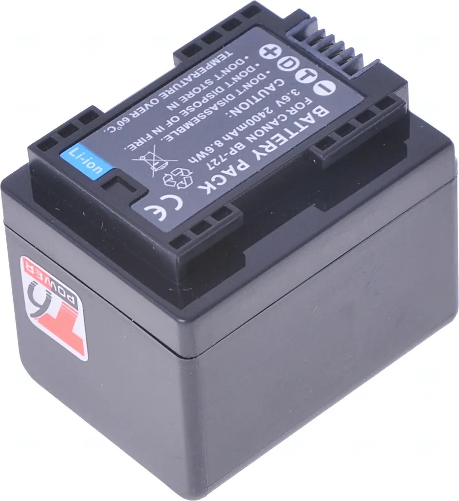 Batteria 2400mAh T6 Power Canon BP-727 per LEGRIA HF R48 3.6V - 2