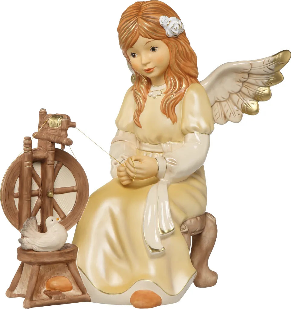 Goebel Märchenhaftes Spinnrad Ange en Grès - Figurine de Collection 12cm