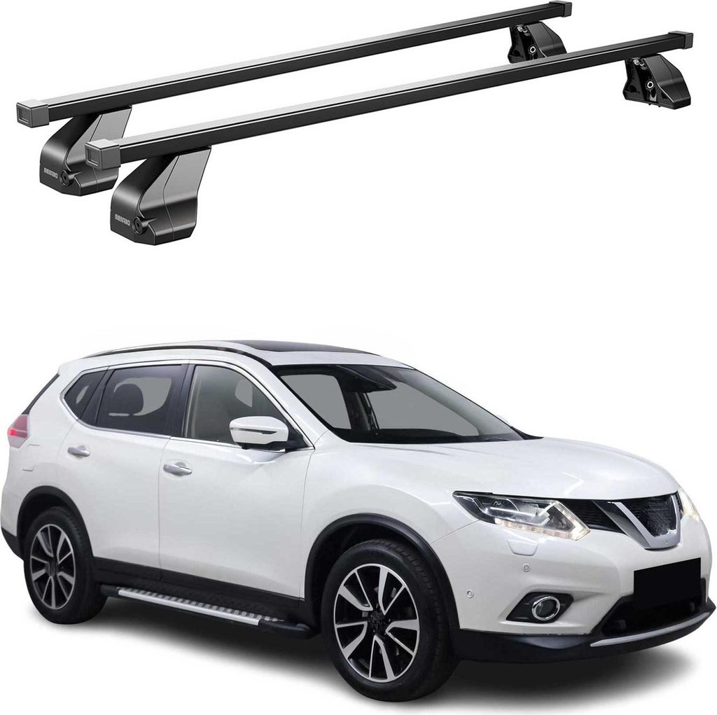 Menabo Dachträger für Nissan X-Trail T32 2014-2017 Pre-FL 75kg Stahl Schwarz 2x