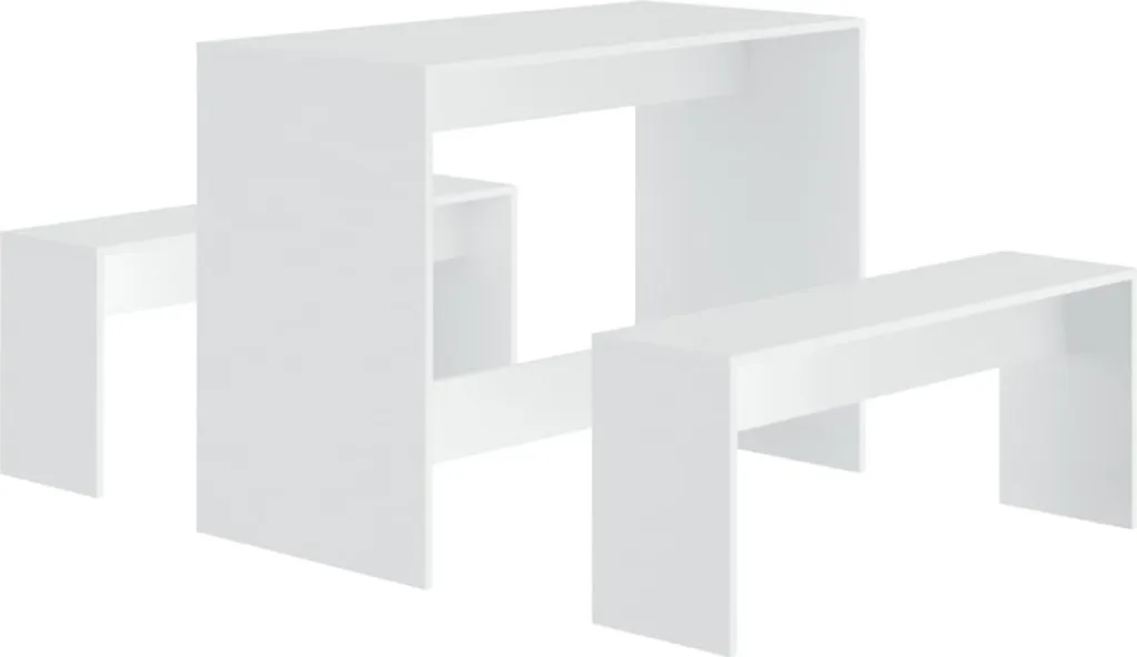 Set da Pranzo 3 Pezzi Legno Bianco per Case Vacanze e Monolocali