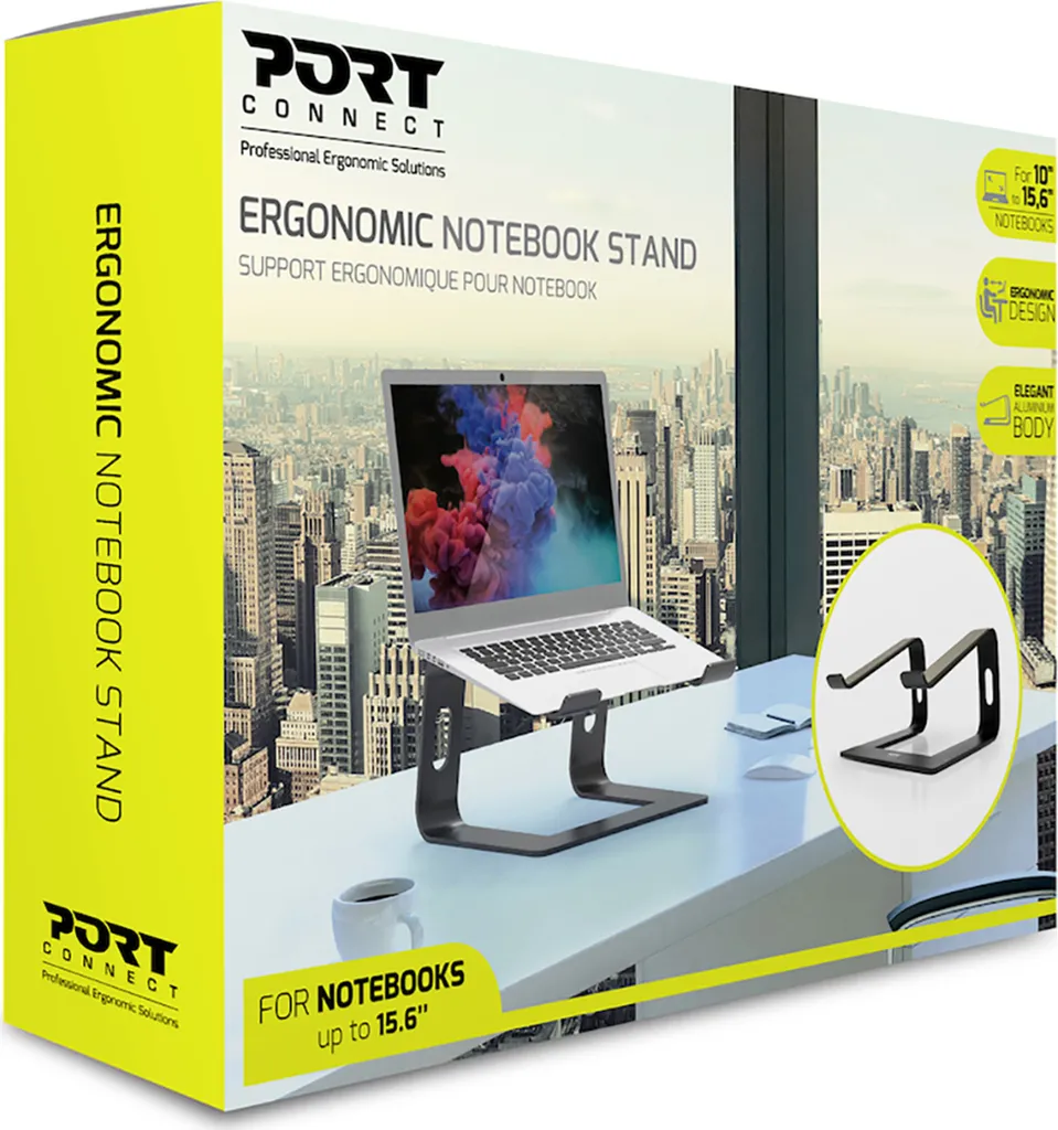 Support ventilé Port NB Ergonomic Notebook Stand Aluminium argent