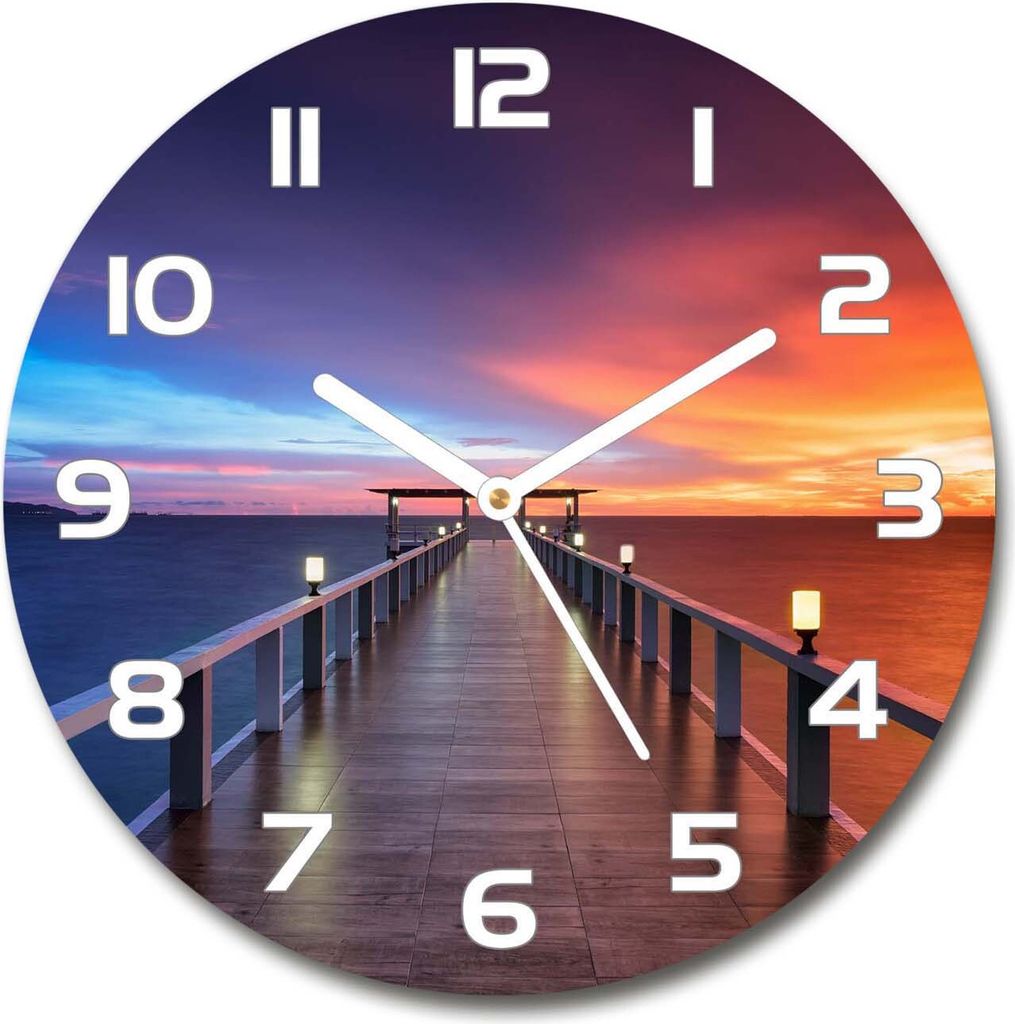 Wanduhr aus Glas 30fi Glasbild Glasuhr Gehärtetes Glas - weisse-zeiger - Wooden bridge