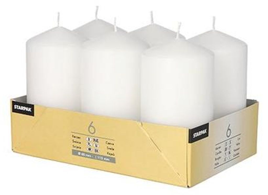 Papstar Stumpenkerzen Ø 60 mm 115 mm weiß, 4 x 6 Stück Produktbild 