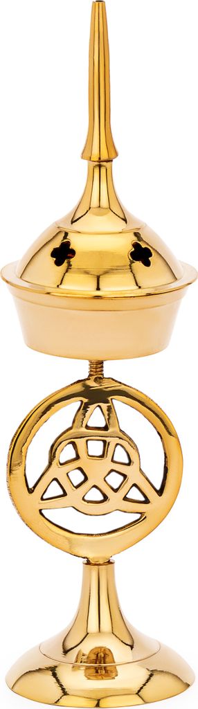 NKlaus 17,5cm Räucherstäbchenhalter Koro Keltische Knoten Triquetta Messing massiv gold 14012