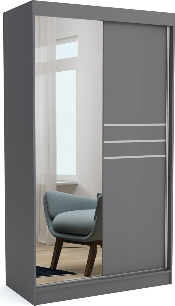 Moderner Kleiderschrank mit Schiebetüren TONY 120 cm (ANTRACIT)
