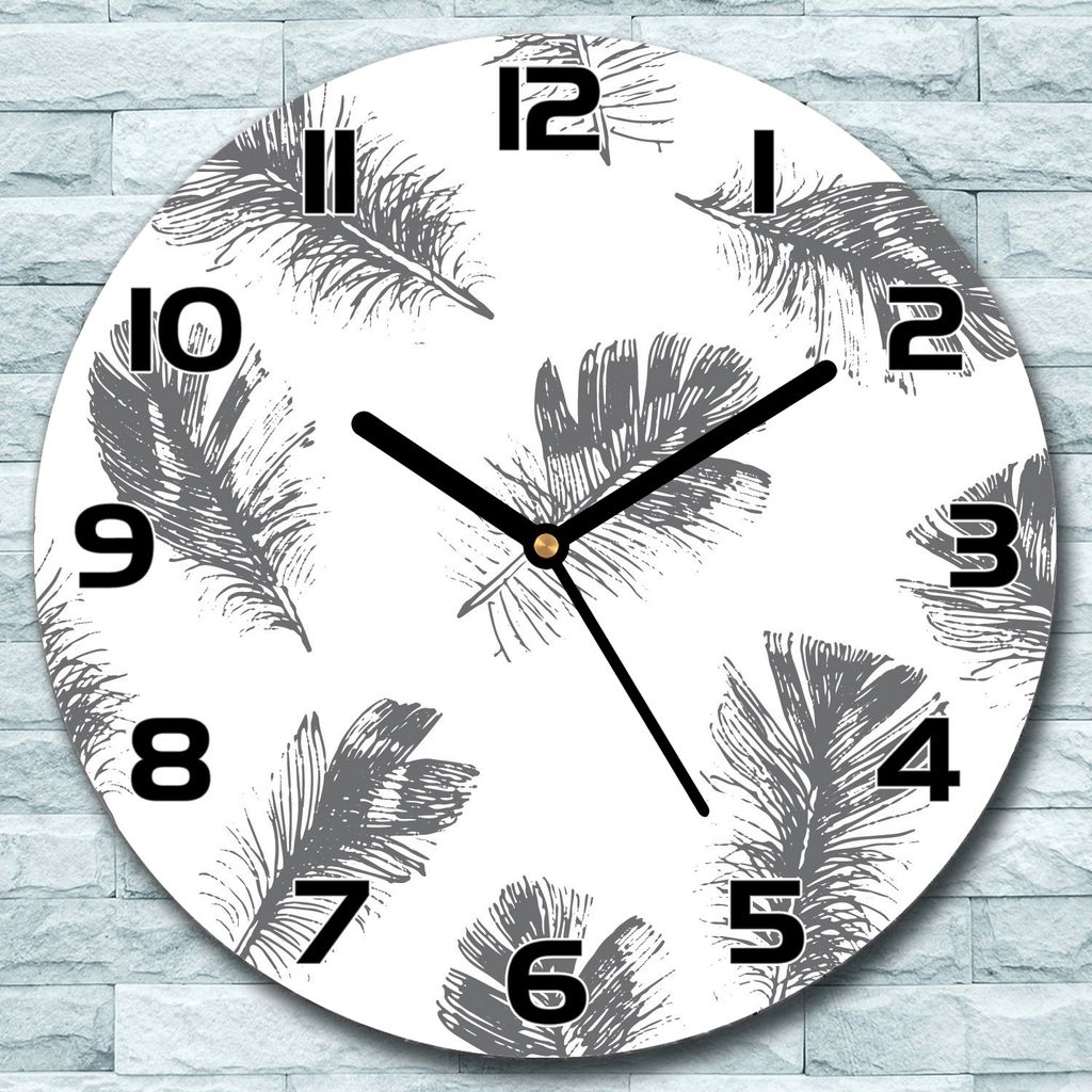 Wanduhr aus Glas Rund fi 30 Feder Vintage Still Quarz Deko Produktbild 