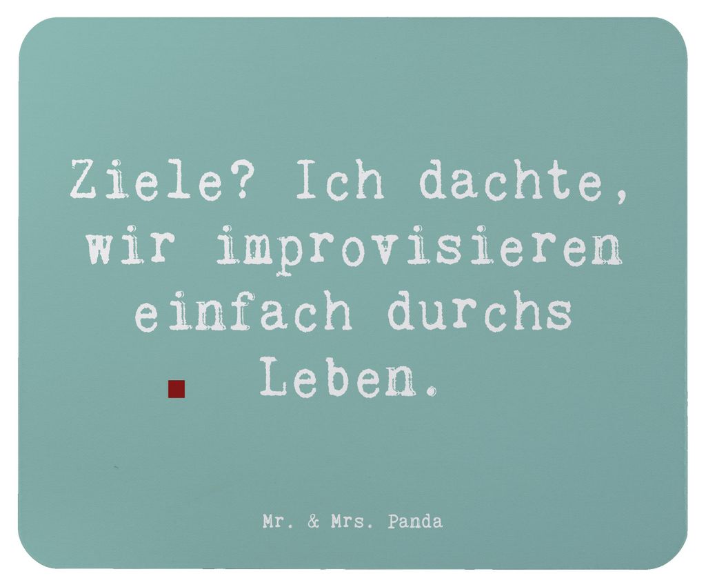 Mr. & Mrs. Panda Mauspad Spruch Lebensziele Improvisation - Produktbild 