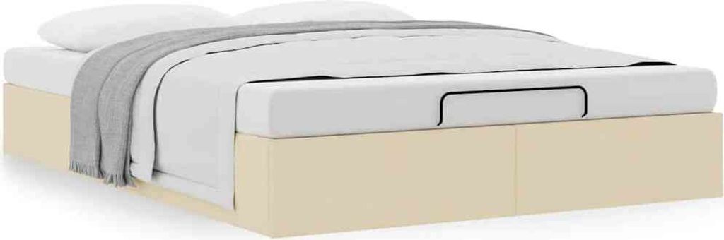 Ottoman-Bett ohne Matratze Creme 140x190 cm Stoff