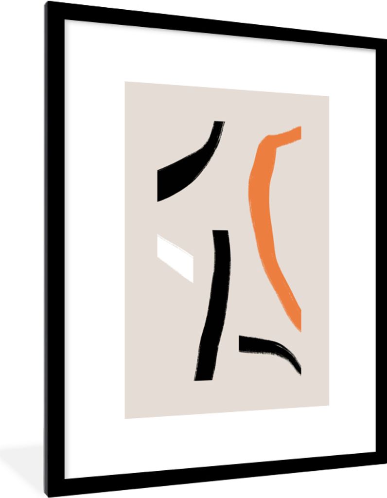 MuchoWow Gerahmtes Poster Abstrakt - Pastell - Design 60x80 cm - Poster mit Schwarzem Bilderrahmen Wandposter Rahmen Foto Bilder - Wohnzimmer - D...