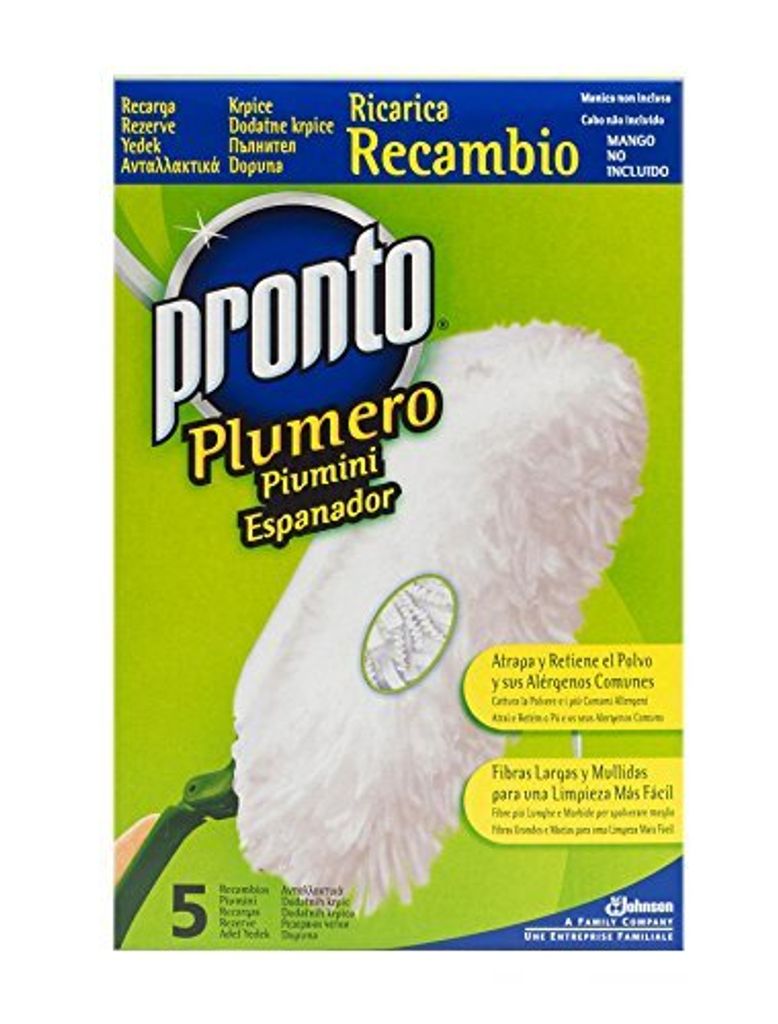 The image shows the packaging of a Pronto Plumero refill pack.
