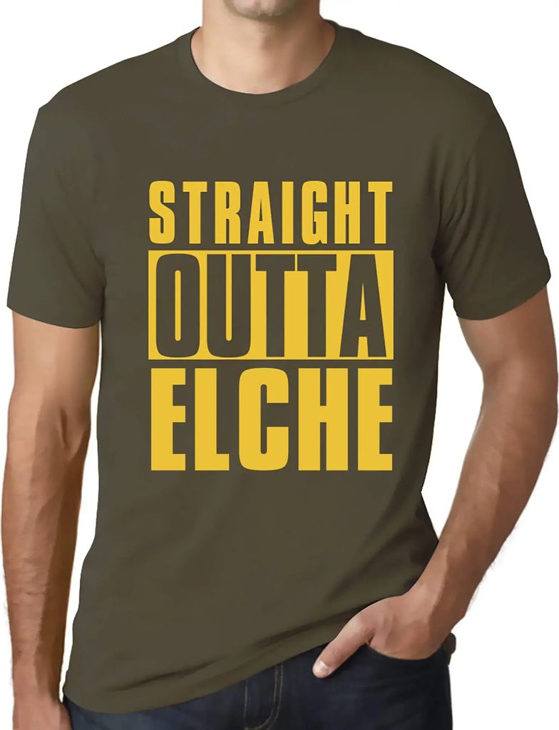 Herren Grafik T-Shirt Direkt aus Elche – Straight Outta Elche – Öko-Verantwortlich Vintage Jahrgang Kurzarm Lustige Druck Geburtstag Geschenk ...