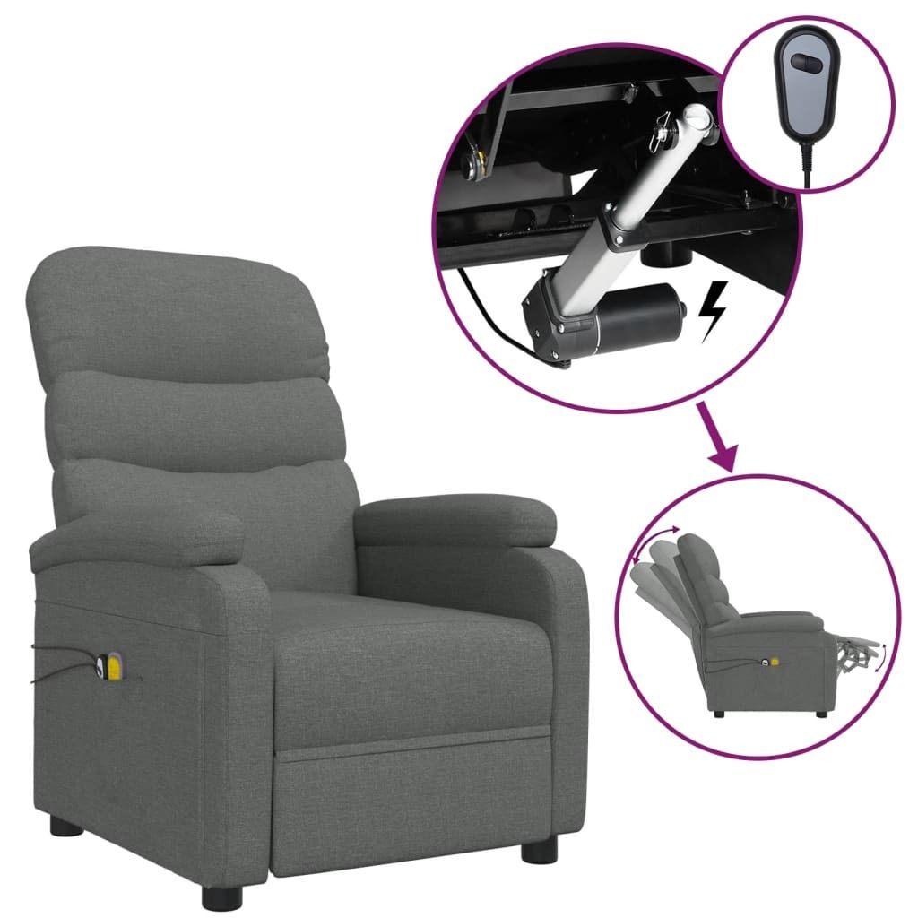 vidaXL Massagesessel Elektrisch Dunkelgrau Stoff