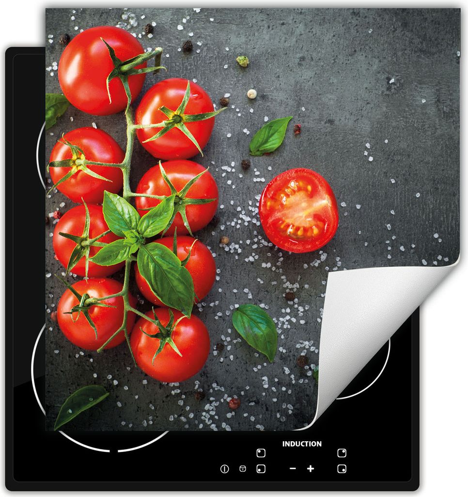DarHaus Herdabdeckplatte 60x52 cm Anti Rutsch Matte Aufrollbar, schiefer - Tomaten